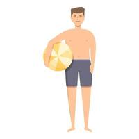 Boy with beach ball icon cartoon vector. Outdoor fun vector