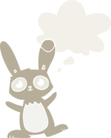 cute cartoon rabbit and thought bubble in retro style png