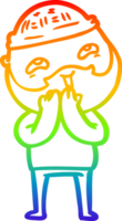 rainbow gradient line drawing cartoon happy bearded man png