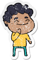 distressed sticker of a cartoon friendly man png