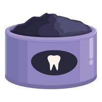 Purple dental powder icon cartoon vector. Container body vector