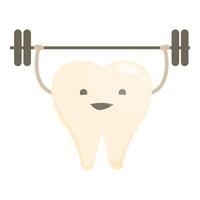 Healthy tooth with barbell icon cartoon vector. Medical care vector