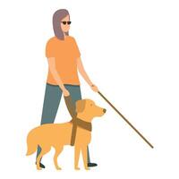 Girl blind dog guide icon cartoon vector. Street road vector