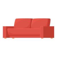 Red sofa icon cartoon vector. Room dirty old vector