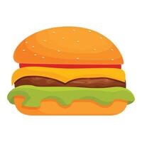 Burger leaves icon cartoon vector. Ham launch cheese vector