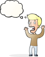 cartoon frightened man with thought bubble png