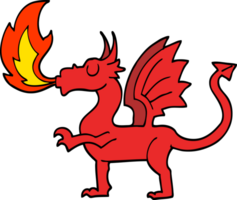 hand drawn doodle style cartoon red dragon png