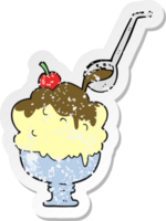 pegatina retro angustiada de un helado de dibujos animados png