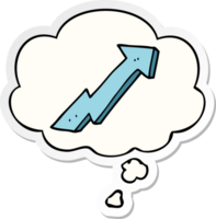 cartoon positive growth arrow and thought bubble as a printed sticker png