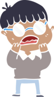 flat color style cartoon shocked boy wearing spectacles png