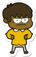 sticker of a annoyed cartoon boy png