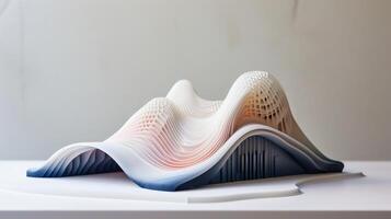 AI generated Elegant Sculpture of Wavy Book Pages on White Background photo