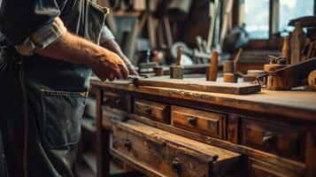 AI generated Carpenter Working in a Woodshop photo