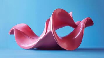 AI generated Abstract Fluid Pink Sculpture on Blue Background photo