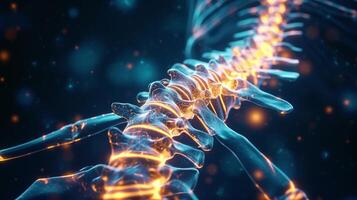 AI generated Human Spine and DNA Structure Biomedical Illustration photo