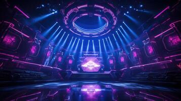 AI generated Futuristic Esports Gaming Arena with Vibrant Neon Lights photo