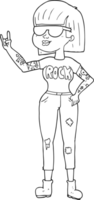 negro y blanco dibujos animados rock mujer png