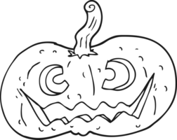 svart och vit tecknad serie halloween pumpa png