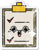 distressed sticker of a cute cartoon check list png