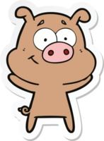 sticker of a happy cartoon pig png