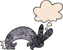 lapin drôle de bande dessinée et bulle de pensée dans le style de motif de texture grunge png