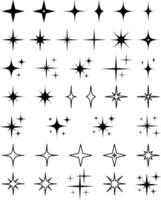 retro centelleo estrellas íconos medio siglo moderno brillar estrellas acortar Arte haz estrella celestial vector atómico Starburst mcm formas conjunto atómico años espacio años y2k 1950s 1960 Clásico scrapbooking