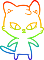 Regenbogen-Gradientenlinie zeichnet niedliche Cartoon-Katze png