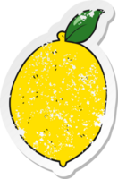 retro distressed sticker of a cartoon lemon png