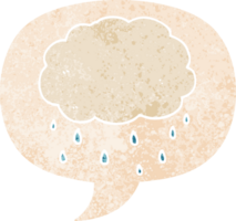 cartoon rain cloud and speech bubble in retro textured style png