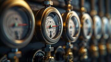 AI generated Precision Manometers in a Row on a Gas Pipeline photo