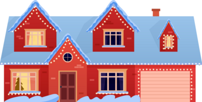 Winter house with christmas decoration png