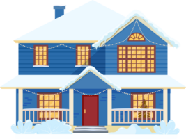 Winter house with christmas decoration png