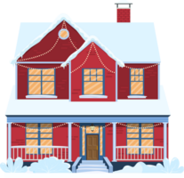 Winter house with christmas decoration png