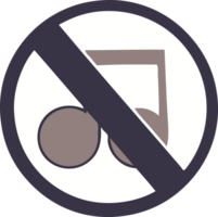 flat color retro cartoon no music allowed sign png