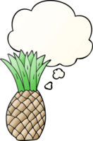 piña de dibujos animados y burbuja de pensamiento en estilo degradado suave png