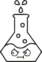 line drawing cartoon science beaker png