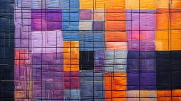 AI generated Colorful Patchwork Texture - Artistic Fabric photo