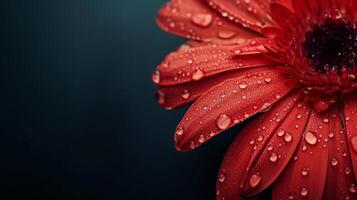 AI generated Gerber daisy macro with droplets, dark background, copy space photo