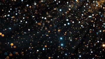 AI generated Christmas Starry Night. Festive xmas background. Glittering black texture photo