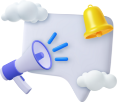 3D Megaphone with speech bubble message png