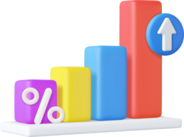 3d Business bar graph strategy concept png