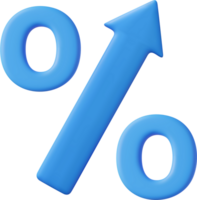 3d Percent rise arrow icon. png