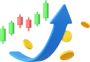 3d crecimiento valores diagrama financiero grafico. png