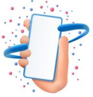 3D Cartoon hand holding phone png