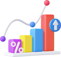 3d Business bar graph strategy concept png