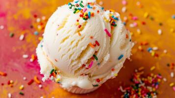 ai generado un cucharón de hielo crema con asperja foto