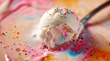 AI generated A scoop of ice cream with sprinkles photo