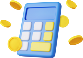 3D Calculator with floating coin. png