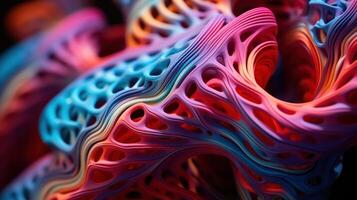 AI generated Vibrant 3D Printed Artistic Design Close-up photo
