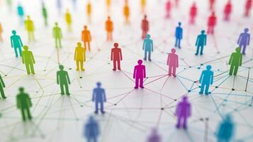 AI generated Abstract Human Network with Colorful Connected Figures photo